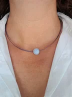 Naszyjniki - Naszyjnik kulka błękit fiolet chalcedon struna 45 - miniaturka - grafika 1