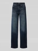 Spodnie damskie - Jeansy z wysokim stanem i szeroką nogawką z bawełną model ‘JUICY’ - miniaturka - grafika 1