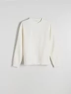 Bluzy męskie - Reserved - Gładka bluza z bawełną - złamana biel - miniaturka - grafika 1