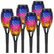 Lampy ogrodowe - 6x Lampa ogrodowa solarna RGB LED LATARNIA POCHODNIA WBIJANA płomień RGB - miniaturka - grafika 1