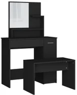 Toaletki - Czarna toaletka kosmetyczna z lustrem i stołkiem B4-P75 - miniaturka - grafika 1