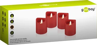 Świeczki LED czerwone Goobay 7,5x10cm ZESTAW 4x - Świetlówki - miniaturka - grafika 1