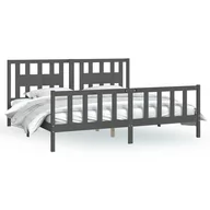 Łóżka - Rama łóżka z wezgłowiem, szara, lite drewno sosnowe, 180x200 cm Lumarko! - miniaturka - grafika 1