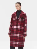 Płaszcze damskie - Tommy Hilfiger Płaszcz wełniany Imd Tartan WW0WW39761 Czerwony Relaxed Fit - miniaturka - grafika 1
