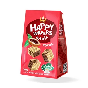 FLIS Happy Wafers Minis Cocoa - Wafle z Kremem Kakaowym 100G - Batoniki - miniaturka - grafika 1