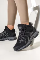 Buty trekkingowe damskie - Czarne buty trekkingowe damskie z szarymi dodatkami sznurowane softshell Casu B2115-1 - miniaturka - grafika 1