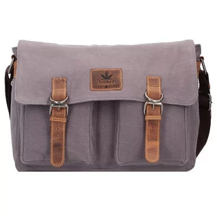 Teczki i aktówki - Greenburry Greenburry Vintage Hemp Torba messenger 38 cm light grey 5929-29 - grafika 1