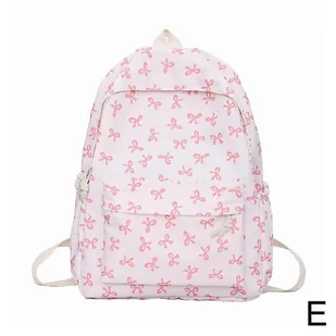 Nylonowy tornister Śliczne torby szkolne dla dziewczynek Plecak z kokardą dla nastolatków Torba podróżna Różowy - Torebki damskie - miniaturka - grafika 1