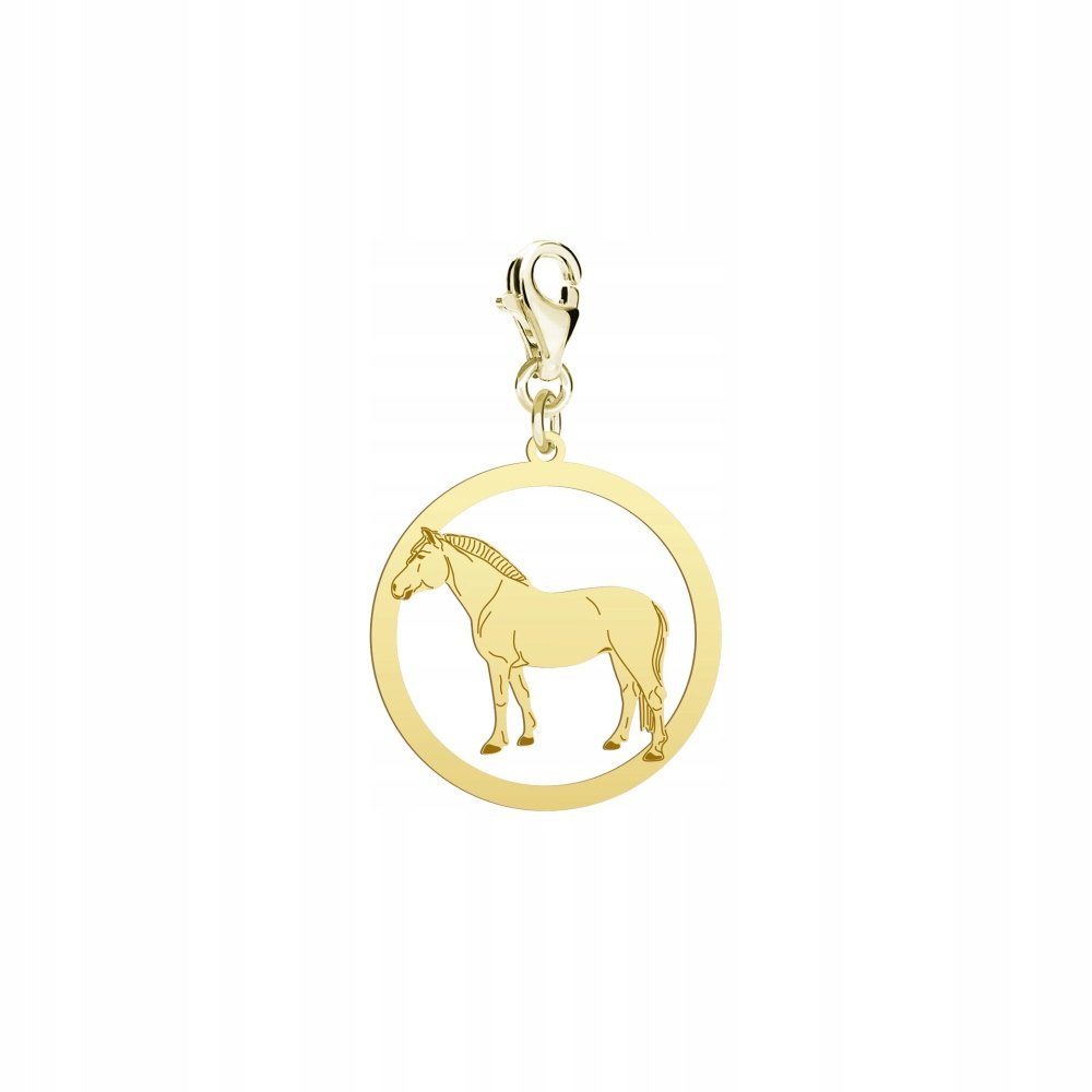 Charms Złoty z Koń Fiordzki 925 Prezent Biżuteria Kobieta DEDYKACJA GRATIS