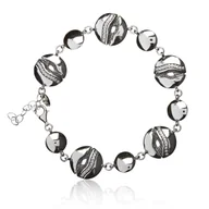 Bransoletki - ankabizuteria.pl Bransoletka srebrna oksydowane KÓŁKA z cyrkoniamii - miniaturka - grafika 1