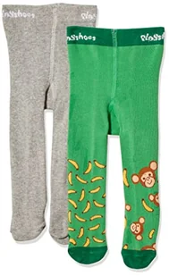 Playshoes Unisex dziecięce AFFE 2-częściowy zestaw rajstop zielono-szarych, normalne - Koszulki i topy damskie - miniaturka - grafika 1