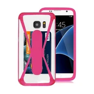 Etui i futerały do telefonów - NoName Uniwersalny bumper z podstawką 4 5.5" różowy GSM023543 - miniaturka - grafika 1