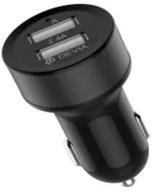 Ładowarki samochodowe - Devia Smart Series Premium Car charger 2 x USB 2.4A + Micro USB Cable 1m Black - miniaturka - grafika 1