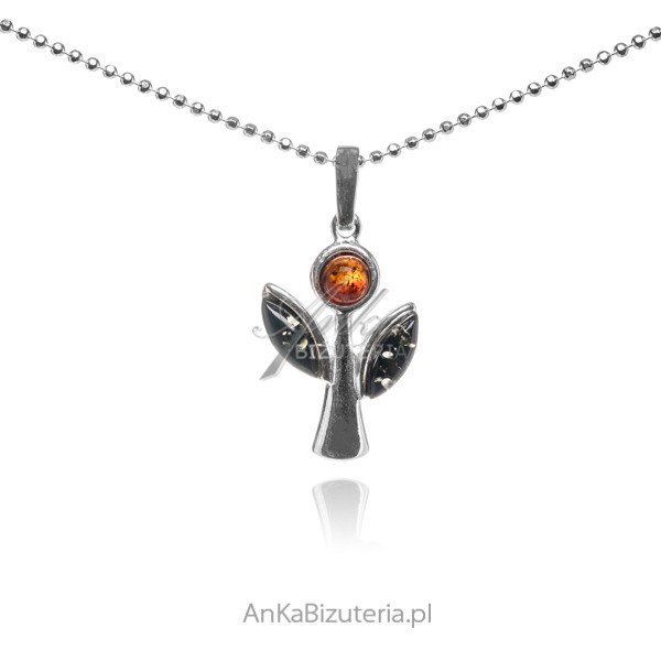 ankabizuteria.pl Zawieszka srebrna ANIOŁEK z bursztynem