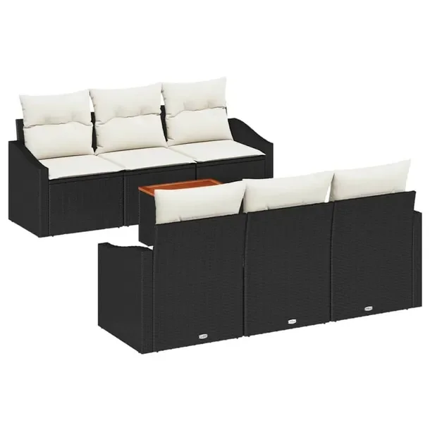 Zestaw Ogrodowy z Polirattanu: Sofa, Stół, Czarno-Biały, 55x55x37 cm