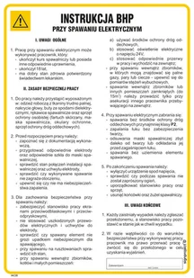 IAC20 INSTRUKCJA BHP PRZY SPAWANIU ELEKTRYCZNYM, PN - PŁYTA PCV 1MM; (245X350MM) - Instrukcje stanowiskowe BHP - miniaturka - grafika 1