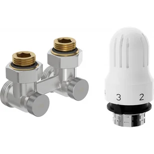 Mexen G04 zestaw termostatyczny dwururowy DN50, kątowy 1/2"x3/4", nikiel - W911-012-948-01 - Zawory i kraniki - miniaturka - grafika 1