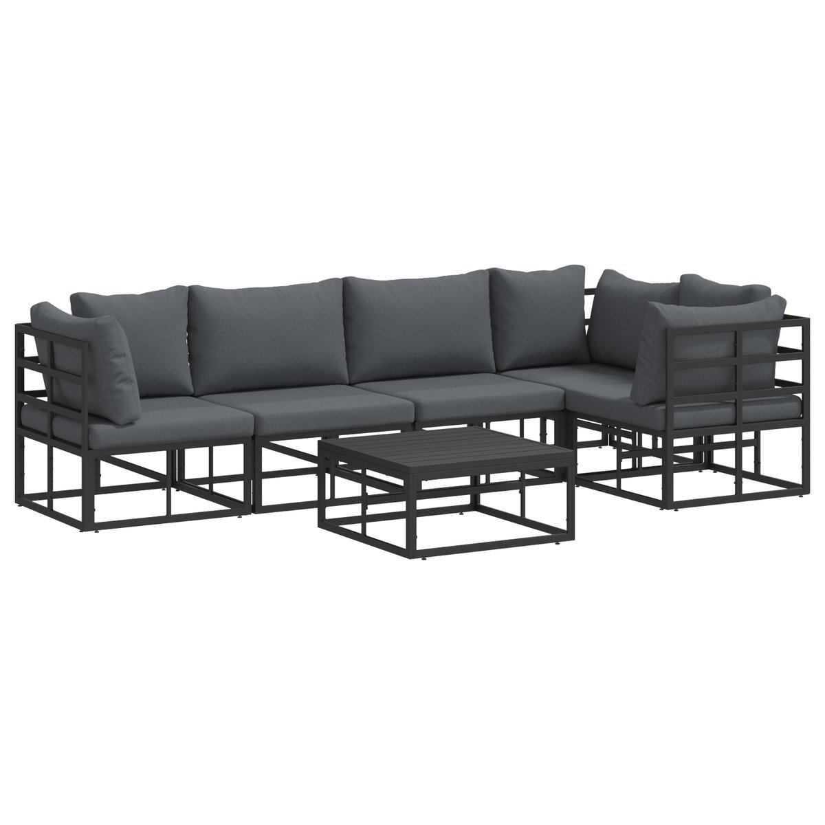 vidaXL Zestaw Sof na Ogród 6 pcs Czarny 70 x 70 x 32 cm Aluminium