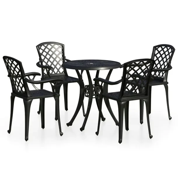 Zestaw Bistro z Odlewanego Aluminium Czarny 61x60x93cm, Stół 78x72cm
