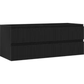 Szafki łazienkowe - Mexen Rivel szafka łazienkowa podumywalkowa 120 cm, 2 szuflady, ryflowana , czarna mat - 91A20-12047-2-BFF71 - miniaturka - grafika 1