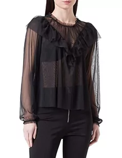 Sisley Damska bluza 5T22LQ02Z Blouse, czarna 100, S - Bluzy damskie - miniaturka - grafika 1