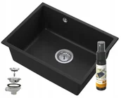 Zlewozmywaki - Granitan Manado Czarny Podblatowy Zlew Chrom Podwieszany 60 - miniaturka - grafika 1