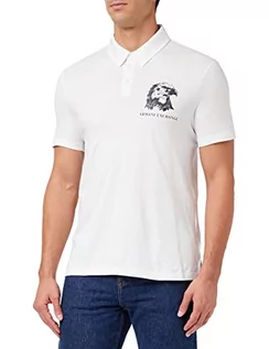 Koszulki męskie - Armani Exchange Męska koszulka polo z bawełny orzeł na klatce piersiowej, biały, XS - grafika 1