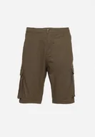 Spodenki męskie - Ciemnozielone Bawełniane Szorty Cargo z Bocznymi Kieszeniami Vikiitae - miniaturka - grafika 1