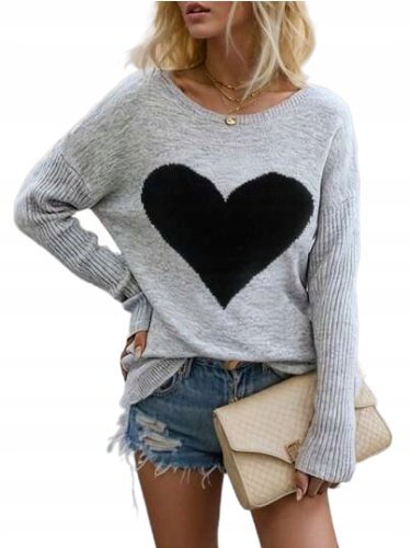 SHEIN SZARY SWETER Z DŁUGIM RĘKAWEM 40/42 ŁGD