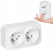Gniazdka elektryczne - ToDo Gniazdo Podwójne Natynkowe z Bolcem Uziemieniem 16A 230VAC IP20 Białe - miniaturka - grafika 1