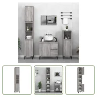 Szafki łazienkowe - The Living Store Szafka łazienkowa szara Sonoma 30x30x190 cm Materiał drewnopochodny - miniaturka - grafika 1