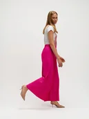 Spodnie damskie - Różowe spodnie z szerokimi nogawkami - miniaturka - grafika 1