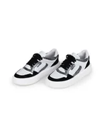Trampki damskie - Anna Morellini Skórzane sneakersy "Ludia" w kolorze srebrno-biało-czarnym - miniaturka - grafika 1