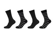 Skarpetki męskie - Camano Męskie skarpety Online Men ca-Soft Stripes 4-pak skarpet, czarne, 43/46, czarny, 43 EU - miniaturka - grafika 1