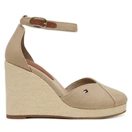 Półbuty damskie - Półbuty Tommy Hilfiger Flag High Wedge Espad Closed Toe FW0FW08494 Beżowy - miniaturka - grafika 1