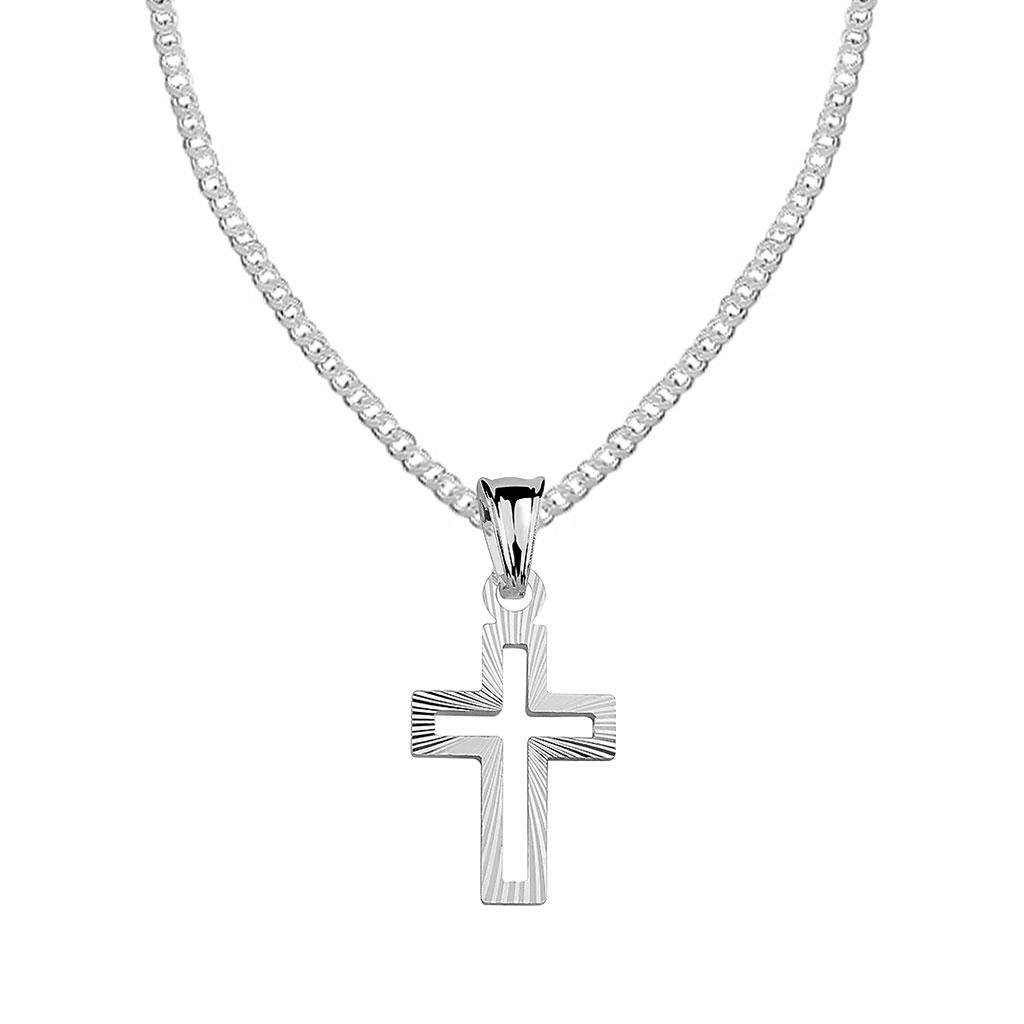 Srebrny komplet z KRZYŻYKIEM frezowany PANCERKA 92