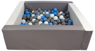 Kwadratowy suchy basen z ekoskóry z 200 piłeczkami (biały, szary/biały, jasnoniebieski, szary) - Suche baseny - miniaturka - grafika 1