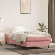 Łóżka - Lumarko Rama łóżka, różowa, 100x200 cm, tapicerowana aksamitem - miniaturka - grafika 1