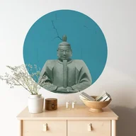 Tapety - Mural DOTS Kusonoki NIEBIESKI- okrągła dekoracja ścienna - miniaturka - grafika 1