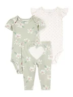 Body dla niemowląt - carter's 3-częściowy zestaw w kolorze zielono-białym - miniaturka - grafika 1