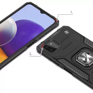 Wozinsky Ring Armor pancerne hybrydowe etui pokrowiec + magnetyczny uchwyt Samsung Galaxy A22 4G czarny - Etui i futerały do telefonów - miniaturka - grafika 2