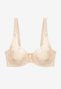 Jasnobeżowy Biustonosz Full Cup z Koronką na Regulowanych Ramiączkach Missalinda - Biustonosze - miniaturka - grafika 1
