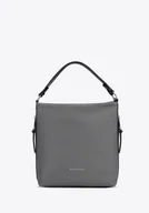 Torebki damskie - Damska torebka na ramię z rączką z ekoskóry czarna - miniaturka - grafika 1