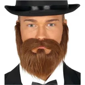 Dodatki do strojów karnawałowych - Guirca Wąsy party "Wąsy i broda", brązowy, GUIRCA GU11960 - miniaturka - grafika 1