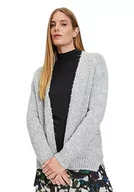 Swetry damskie - Cartoon Damski kardigan z dzianiny, jednokolorowy, jasnoszary melanżowy, 38 - miniaturka - grafika 1