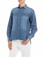 Koszule damskie - Replay Koszula damska W2291, 009 Medium Blue, L, 009 Medium Blue, L - miniaturka - grafika 1