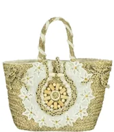 Torebki damskie - Duży naturalny koszyk torebka trapezowa boho - miniaturka - grafika 1