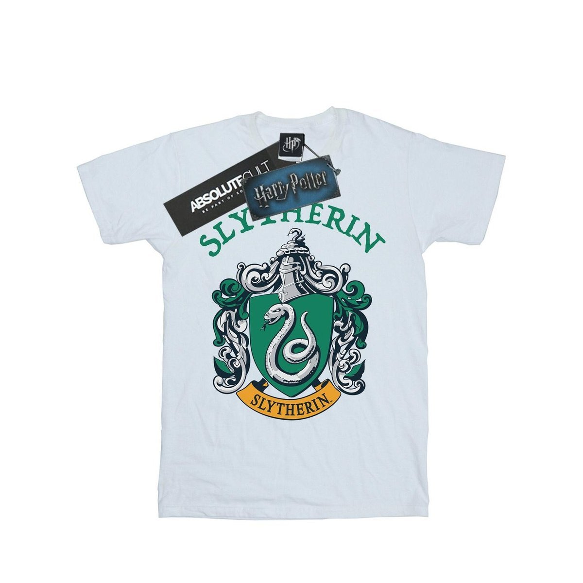 Harry Potter Męska Koszulka Z Herbem Slytherinu (S (52-55 Cm) / Ciepły Biały)