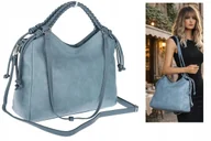 Torebki damskie - Torebka Damska Shopper na Ramię pojemna listonoszka Maria C MC599 niebieska - miniaturka - grafika 1