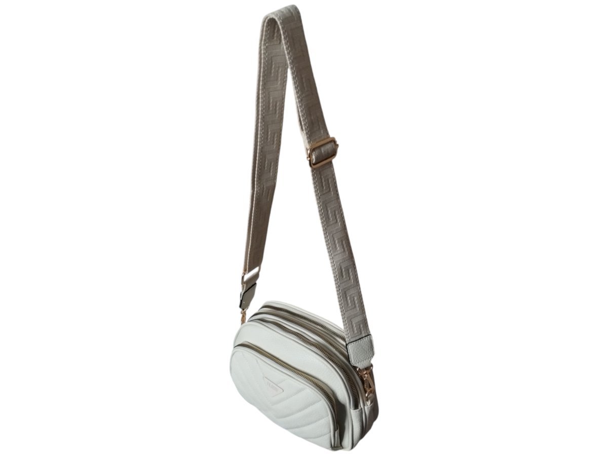 Torebka Damska Pikowana, Mała Listonoszka Na Ramię Beżowa, Miejska